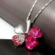 Four Leaf Clover Crystal Heart Pendant Necklace For Women