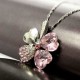 Four Leaf Clover Crystal Heart Pendant Necklace For Women