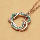 Full Crystal Twine Double Hearts Pendant Necklace For Women