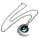 Galaxy Moon Universe Glass Cabochon Crescent Pendant Chain Necklace