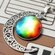 Galaxy Moon Universe Glass Cabochon Crescent Pendant Chain Necklace