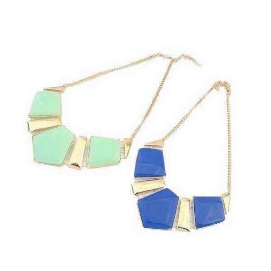 Geometric Pendant Statement Necklace Gold Plated Chain Choker