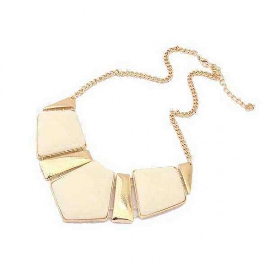 Geometric Pendant Statement Necklace Gold Plated Chain Choker