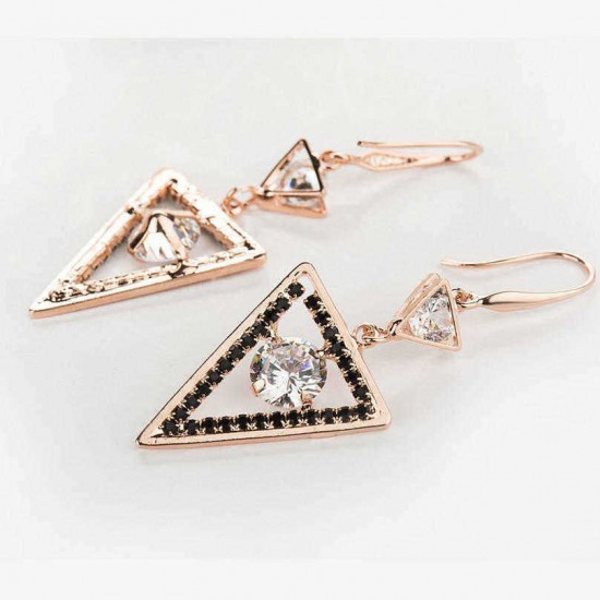 Geometric Shape Zircon Ear Drop Unique Long Earrings