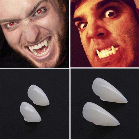 Get Coupons Halloween Cosplay Vampire Fangs Werewolf Teeth Fancy Dress Costume Accessory Tooth