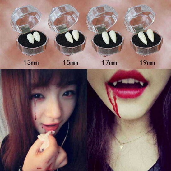 Get Coupons Halloween Cosplay Vampire Fangs Werewolf Teeth Fancy Dress Costume Accessory Tooth