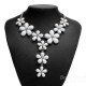 Gold Plated Chain Resin Flower Statement Choker Necklace For Women