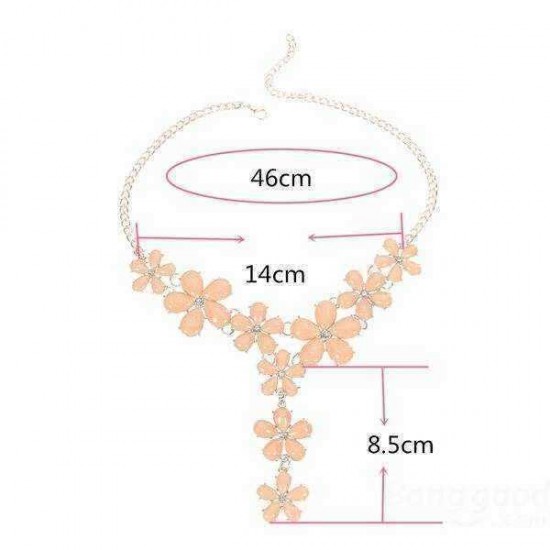 Gold Plated Chain Resin Flower Statement Choker Necklace For Women