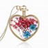 Gold Plated Glass Bottle Heart Dry Flower Pendant Necklace For Women