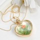 Gold Plated Glass Bottle Heart Dry Flower Pendant Necklace For Women