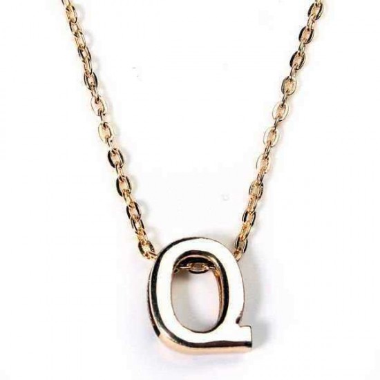 Gold Plated Letter Alphabet Name Pendant Chain Necklace Unisex Jewelry