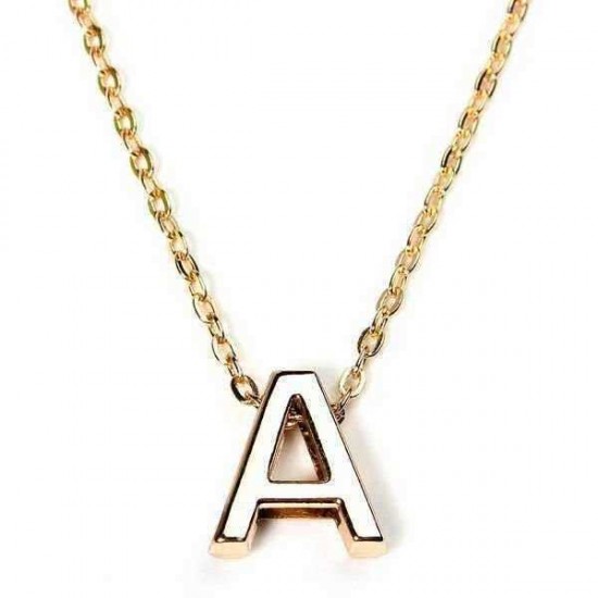 Gold Plated Letter Alphabet Name Pendant Chain Necklace Unisex Jewelry