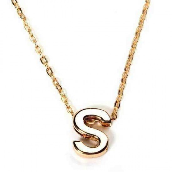 Gold Plated Letter Alphabet Name Pendant Chain Necklace Unisex Jewelry