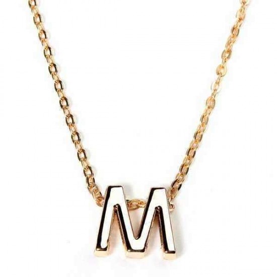 Gold Plated Letter Alphabet Name Pendant Chain Necklace Unisex Jewelry