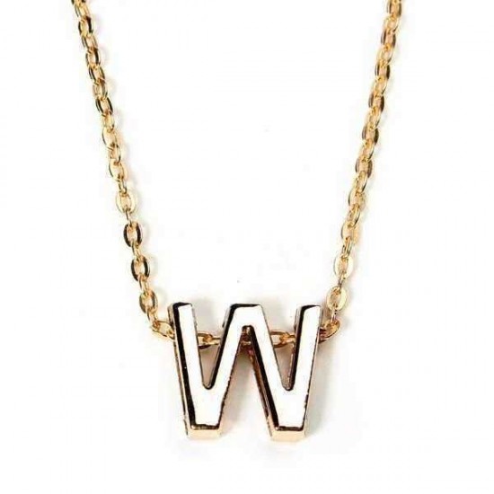 Gold Plated Letter Alphabet Name Pendant Chain Necklace Unisex Jewelry