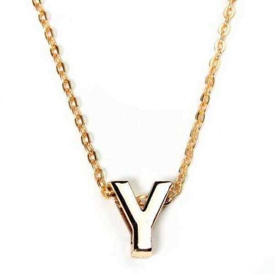 Gold Plated Letter Alphabet Name Pendant Chain Necklace Unisex Jewelry