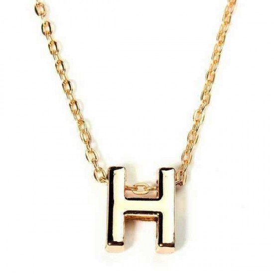 Gold Plated Letter Alphabet Name Pendant Chain Necklace Unisex Jewelry