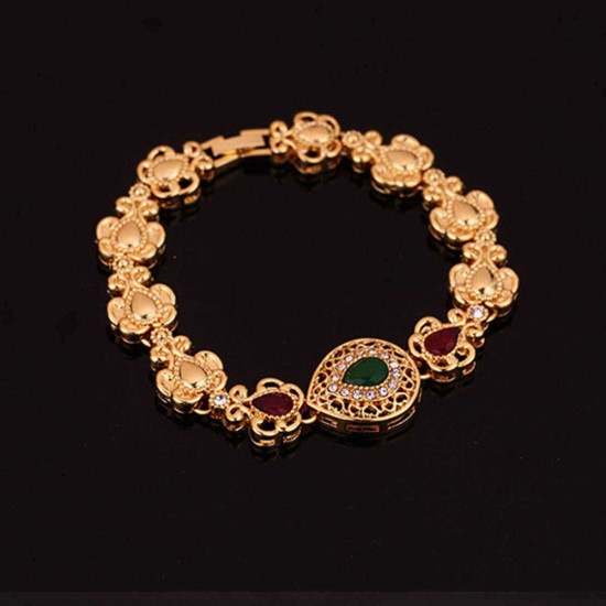 Gold Plated Rhinestone Crystal Wedding Party Necklace Bracelet Ring Earring Set Jewelry Set For Women