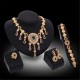 Gold Plated Rhinestone Crystal Wedding Party Necklace Bracelet Ring Earring Set Jewelry Set For Women