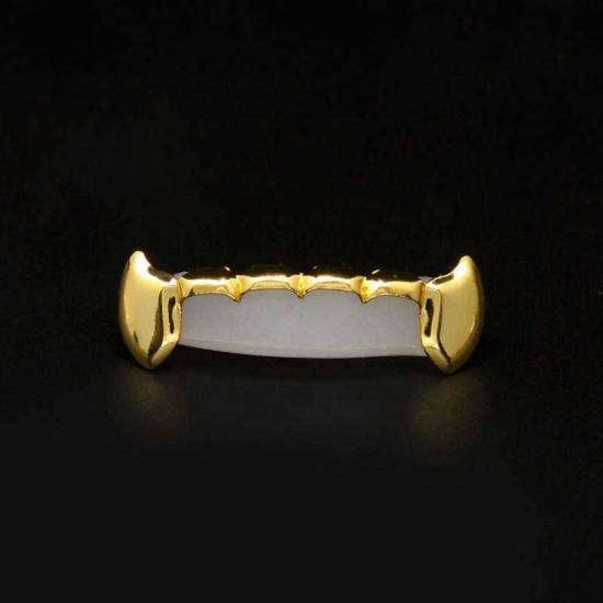 Gold Plated Teeth Hip-Hop Top & Bottom Mouth Grillz Caps