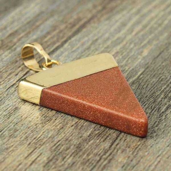 Gold Plated Triangle Natural Stone Quartz Necklace Pendant