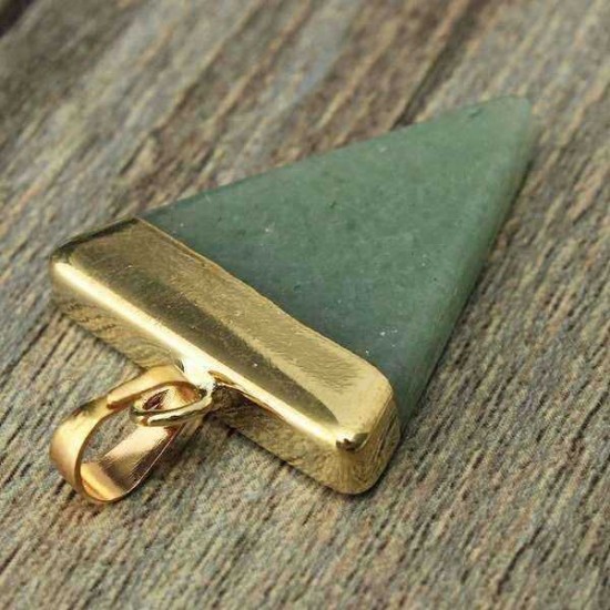 Gold Plated Triangle Natural Stone Quartz Necklace Pendant