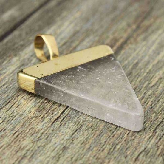 Gold Plated Triangle Natural Stone Quartz Necklace Pendant