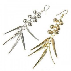 Gold Silver Beads Spike Rivet Long Tassel Ear Drop Earrings For Women