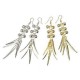 Gold Silver Beads Spike Rivet Long Tassel Ear Drop Earrings For Women