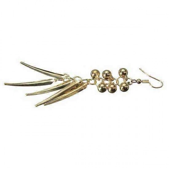 Gold Silver Beads Spike Rivet Long Tassel Ear Drop Earrings For Women