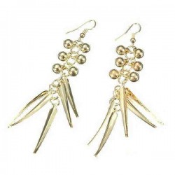 Gold Silver Beads Spike Rivet Long Tassel Ear Drop Earrings For Women