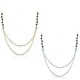 Gold Silver Double Layers Thin Chains Beads Tassel Pendant Necklace