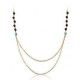 Gold Silver Double Layers Thin Chains Beads Tassel Pendant Necklace