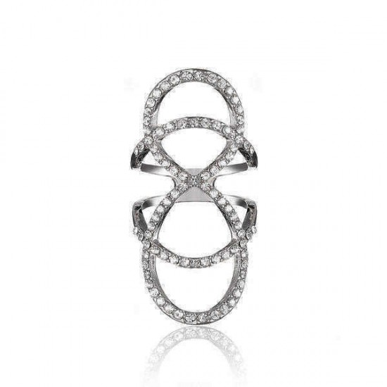 Gold Silver Infinity 8 Shaped Rhinestone Alloy Ring For Women