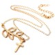 Gold Silver Leaves Bird Cross Infinity Pendant Necklace For Women