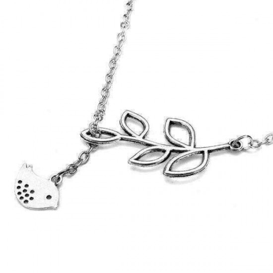 Gold Silver Leaves Bird Cross Infinity Pendant Necklace For Women