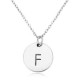 Gold Silver Letter Alphabet Round Pendant Chain Necklace Unisex