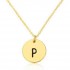 Gold Silver Letter Alphabet Round Pendant Chain Necklace Unisex