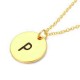 Gold Silver Letter Alphabet Round Pendant Chain Necklace Unisex