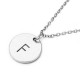 Gold Silver Letter Alphabet Round Pendant Chain Necklace Unisex