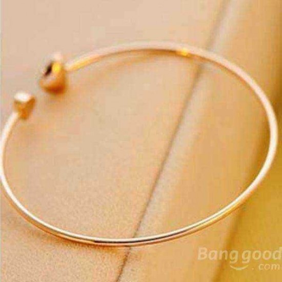 Gold Silver Plated Double Rhinestone Peach Hearts Cuff Bracelet Bangle