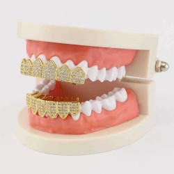 Gold-plated Diamond Braces Geometric Rhinestone Metal Denture Grillz Teeth Jewelry