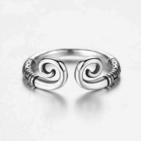 Golden Hoop Monkey King Antique Silver Adjustable Matching Ring for Couples