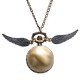 Golden Wings Snitch Quartz Pocket Watch Necklace Steampunk Quidditch Pocket Clock for Men Women