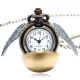 Golden Wings Snitch Quartz Pocket Watch Necklace Steampunk Quidditch Pocket Clock for Men Women