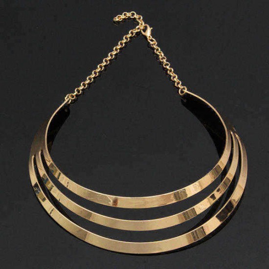 Gorgeous Metal Multi Layer Choker Bib Collar Necklace Jewelry