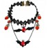 Gothic Black Lace Choker Red Heart Drop Zircon Necklace Halloween Jewelry