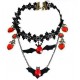 Gothic Black Lace Choker Red Heart Drop Zircon Necklace Halloween Jewelry