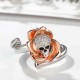 Gothic Silver Skull Rose Gold Micro Inlay Zirconia Flower Adjustable Women's Finger Ring