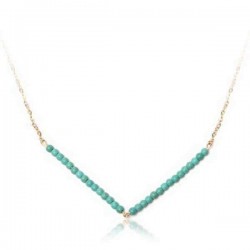 Green Beige Link V Beads Chain Necklace For Women